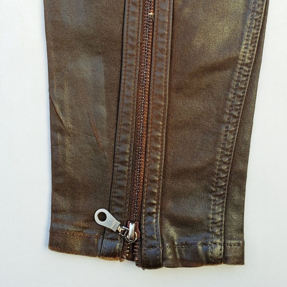 New ROBIN'S JEAN Motard Brown Coated Skinny Jean - Picture 8 of 8